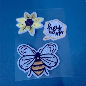 Embroidered Patches Set - Bee, Sunflower, Hey Honey